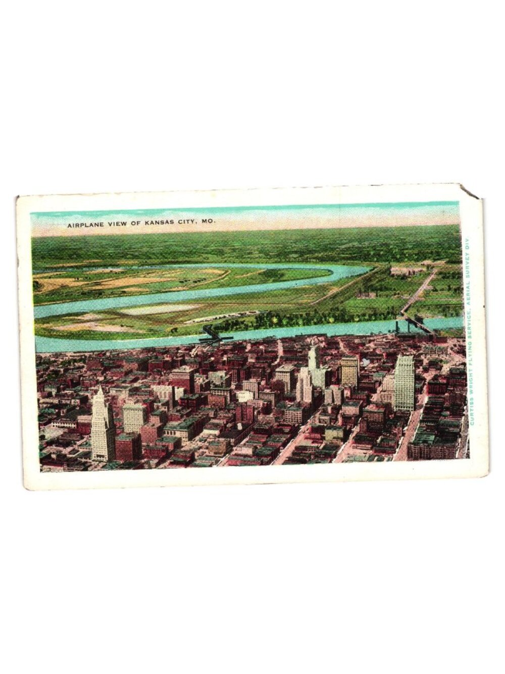 Airplane View Kansas City Missouri Hallmark Vintage Postcard Published Hall USA